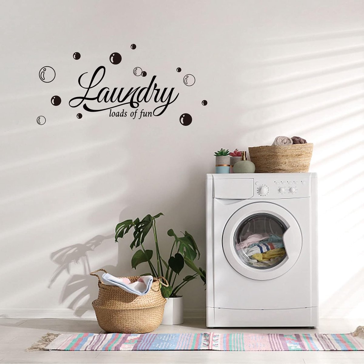 Muursticker met wascitaten, wanddecoratie, voor woonkamer, slaapkamer, badkamer, zwart, 29 x 55 cm