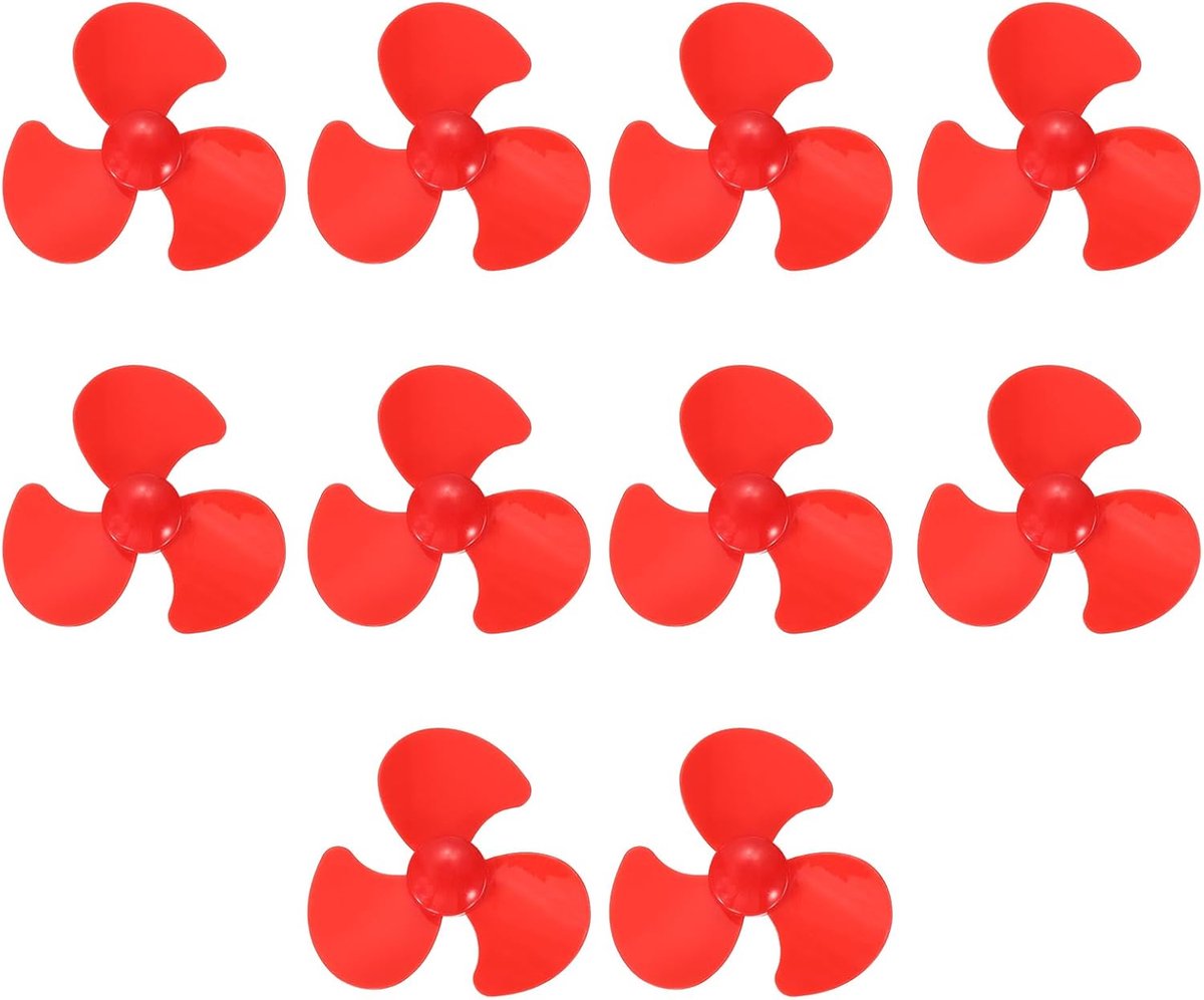 2 mm Motor DC-propeller, 70 mm vorm ventilator, 3 bladen, kunststof, rond, voor doe-het-zelf, model, vliegtuig, wetenschap, onderwijs, speelgoed, motor, boot, RC Micro (rood, 10 stuks)