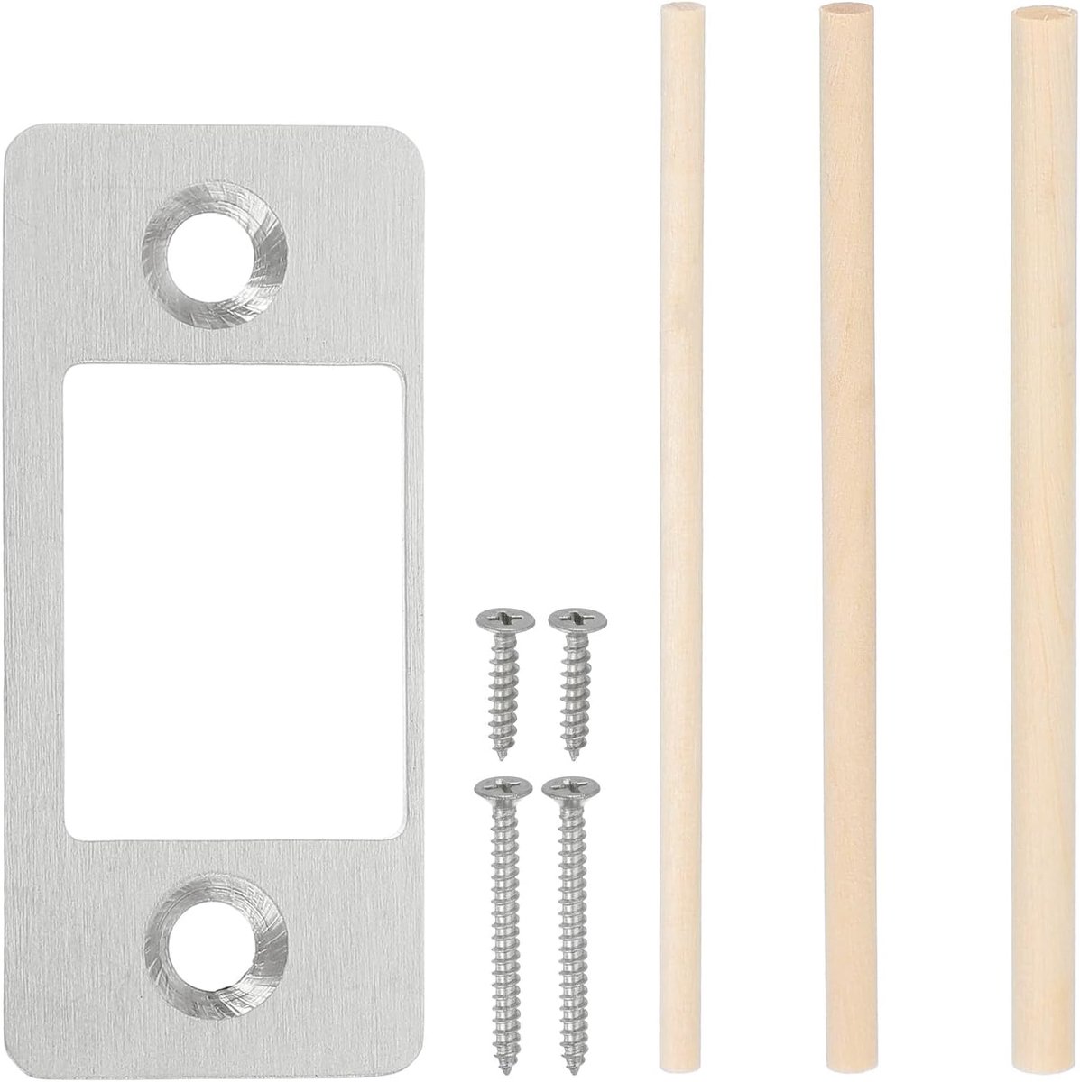 1" x 2,25" Deadbolt Strike Plate, 1 Set Verstelbare Deur Strike Plate met Schroeven Deur Backplate Roestvrij Staal voor Elektronische Sloten Thuis en Verhuur Beveiliging Strike Plaat, Zilver