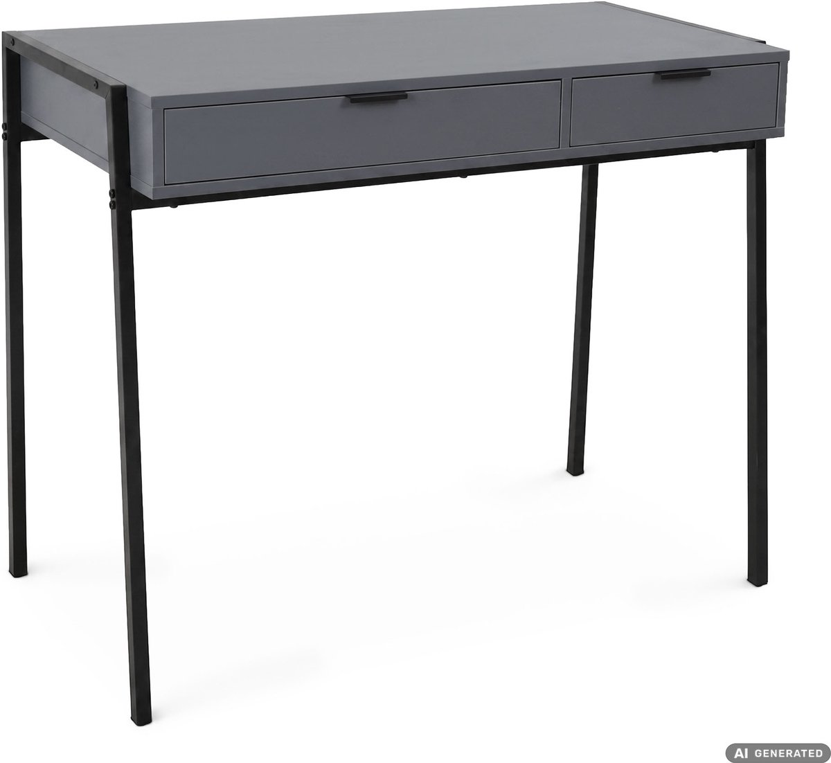 Computertafel Bureau ZENTIA / Industrieel / Grafiet / 100 cm / 2 Lades / Zwarte Poten