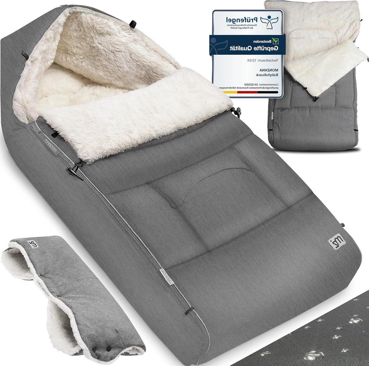 Voetenzak Baby - Babyslaapzak Kinderwagen - Warm & Veilig - Inclusief Handwarmers - 90 cm - Grijs