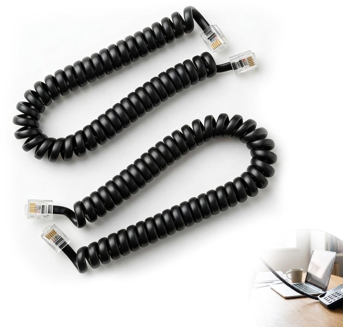 Omgoods - Set van 2 Telefoon Kabels RJ9 4P4C voor Vasttelefoon