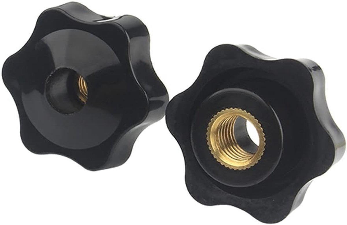 10 Stuks Zwarte Plastic Stervormige Knoppen met M8 Kopdiameter voor Trapbevestiging, Handgrepen en Machineonderdelen