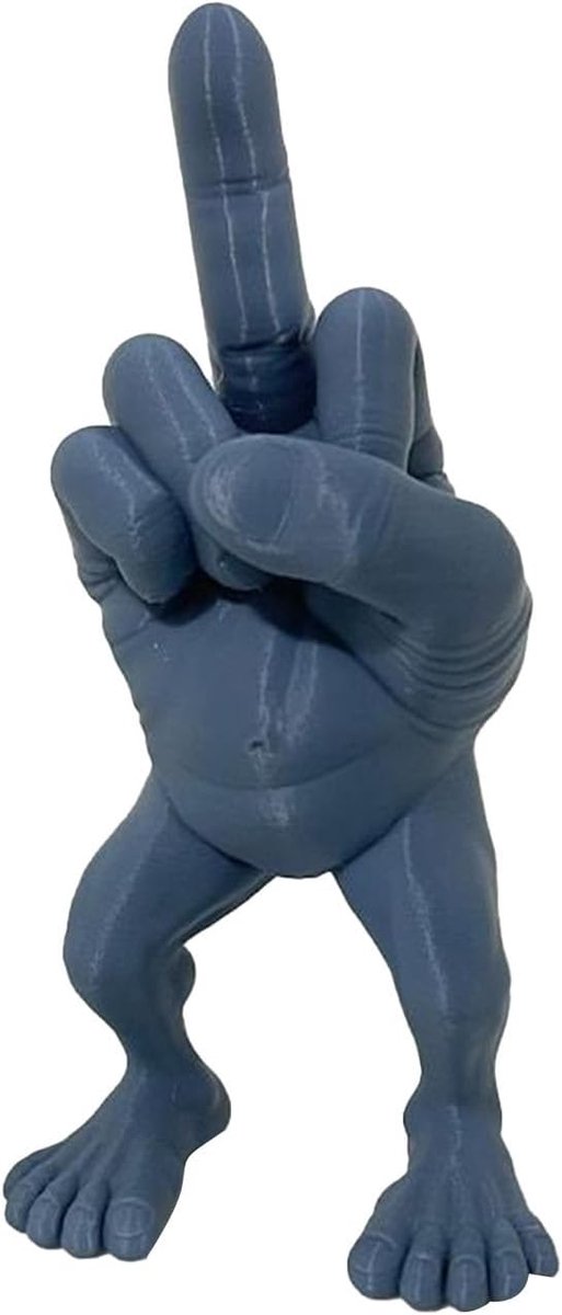 Claoner Middenvinger standbeeld - 17,5cm - Hars - Grappig bureau accessoire - Cadeau voor mannen vrouwen - Verjaardag - Blauw