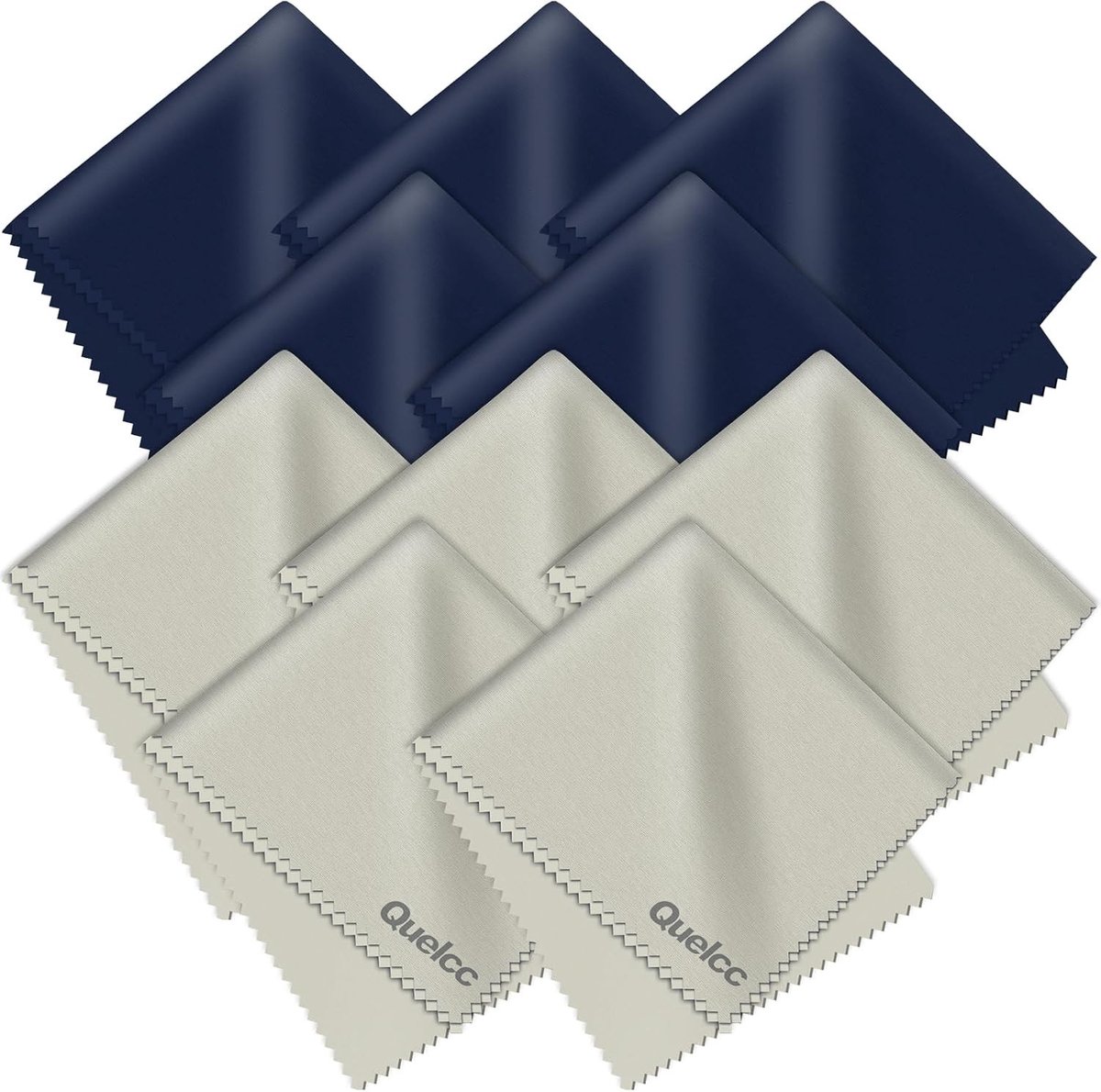 Set van 10 Microvezeldoeken voor het Reinigen van Glazen, Schermen en Lenses - 15 x 18 cm, Wasbaar, Krasbestendig en Vlekvrij (5 Blauw + 5 Grijs)
