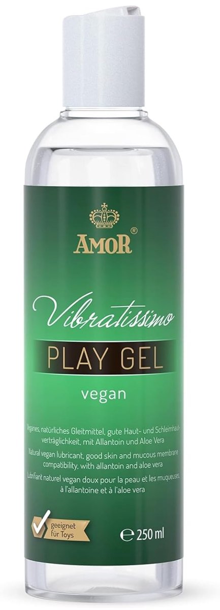 Vibratissimo Play Gel vegan 250 ml I Glijmiddel zonder dierlijke ingrediënten I Waterbasis glijmiddelen I Glijmiddel Gel geschikt voor siliconen speeltjes & latex condooms I water gebaseerde smering