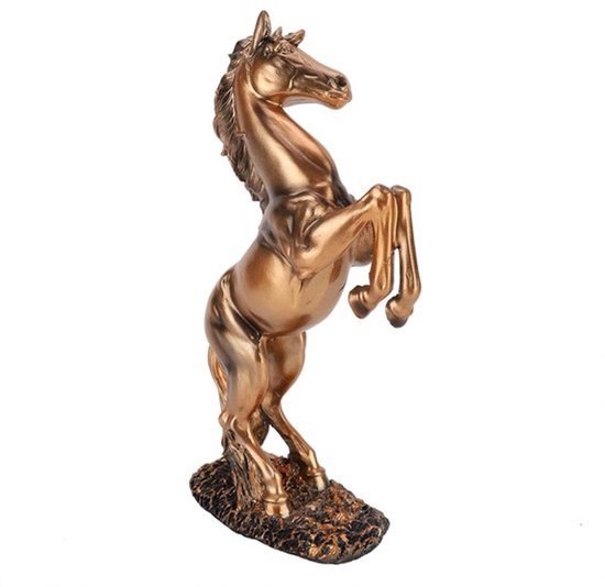 Paardenbeeld 31,5×18 cm - Decoratief Ornament - Harsbeeld - Vrijheid/Succes - Realistische Snijtechniek - Voor Woonkamer/Slaapkamer - Paardenornament