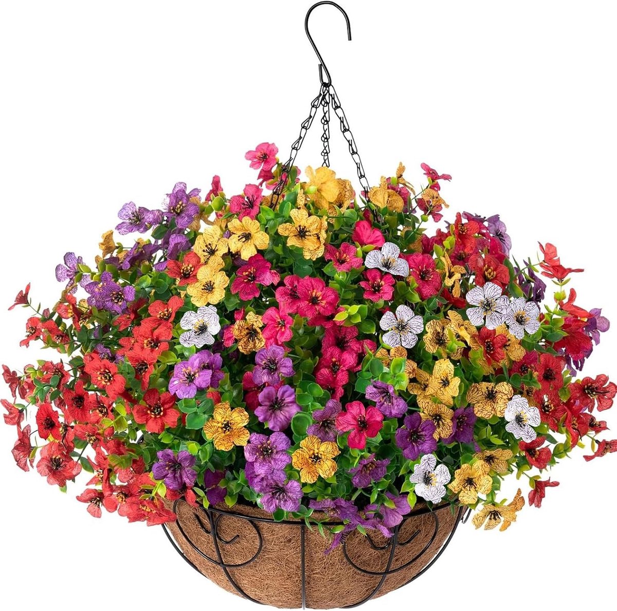 Kunstmatige Hangplanten Mand - Zijde Bloemen - UV-bestendig & Zonbestendig - voor Buiten, Tuin, Balkon & Terras - voor Huiseigenaren - Kleurrijk - 1 Stuk