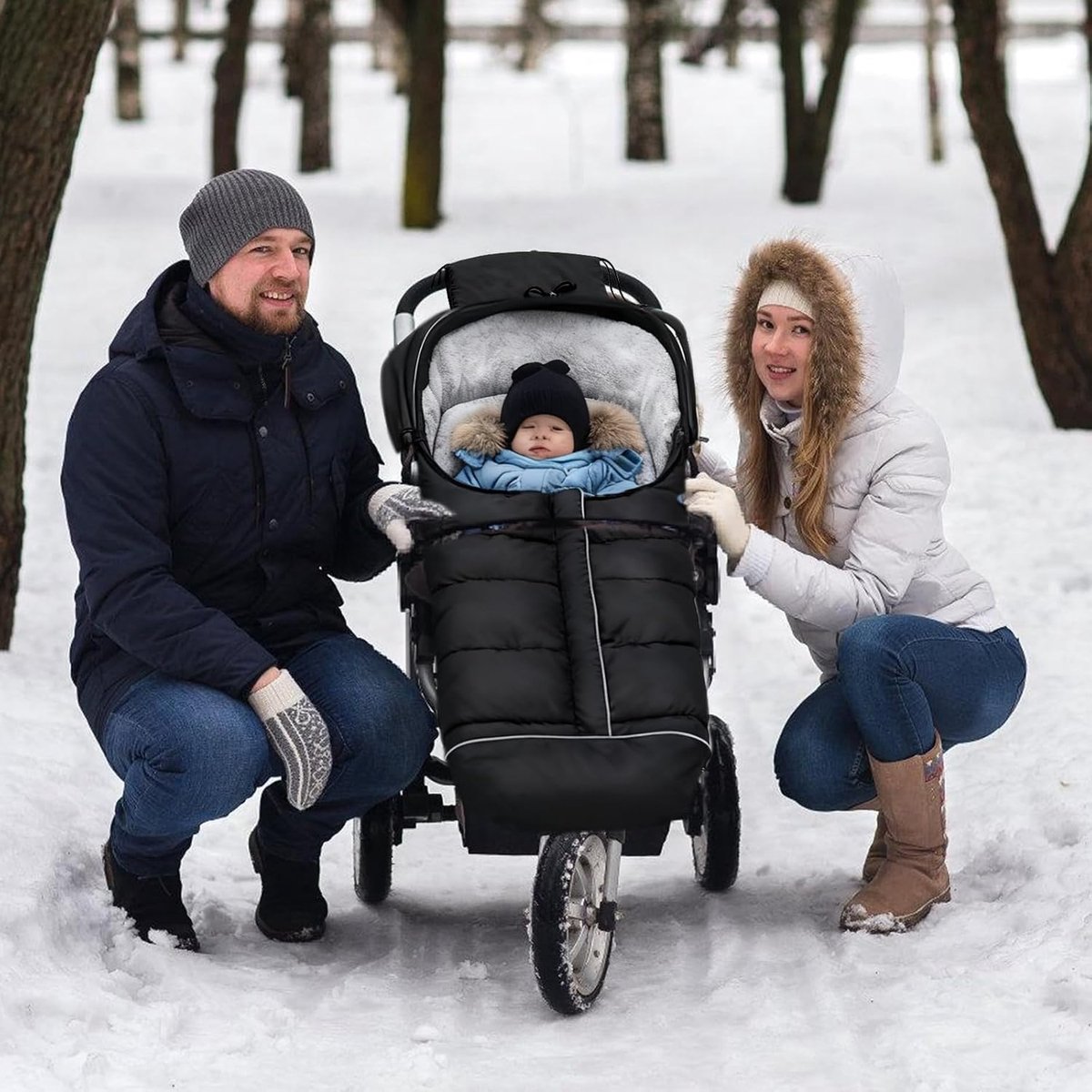 Baby Voetenzak - Winterwikkel - Warmte Buiten - Waterdicht Winddicht - 84 cm Lengte - Zwart