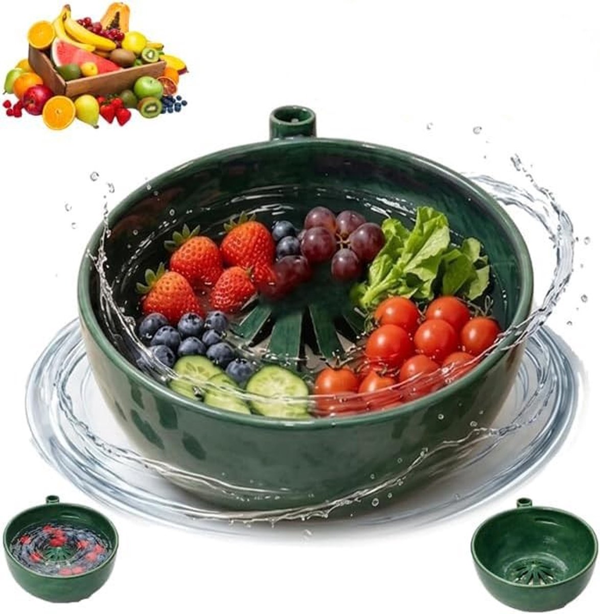 Elzusha - Zelfdraaiende Fruit- en Groentewasmachine met Afvoer