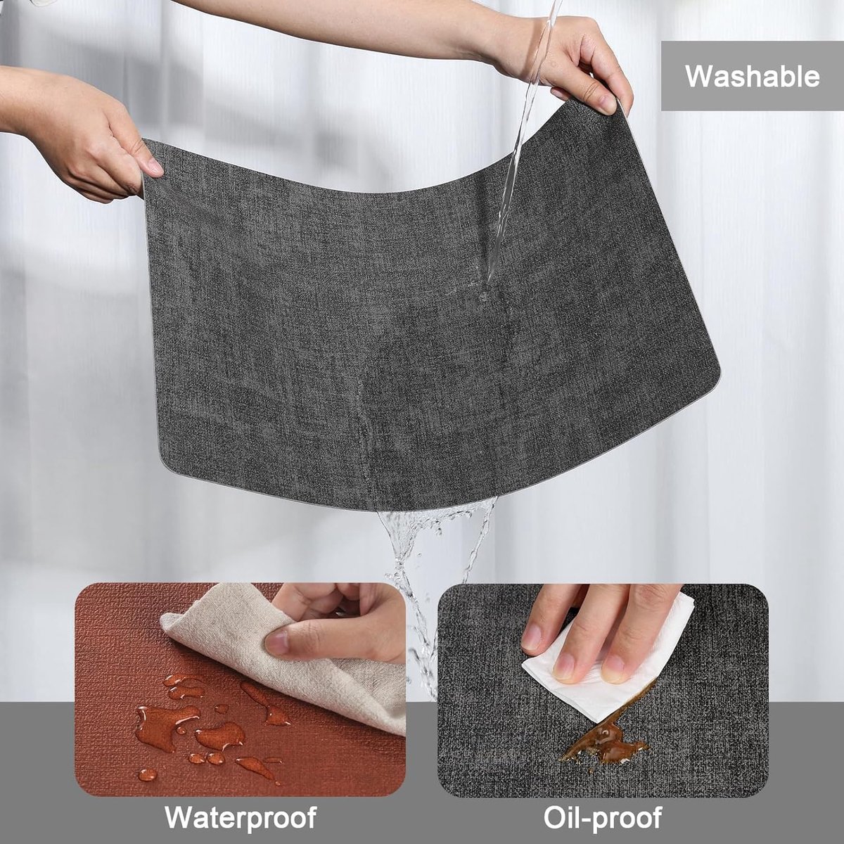 Myir JUN Washable Placemats, Leather and Coasters, Double-Sided Placemats, Set of 6, Non-Slip Faux Leather Placemats - ShopVlot