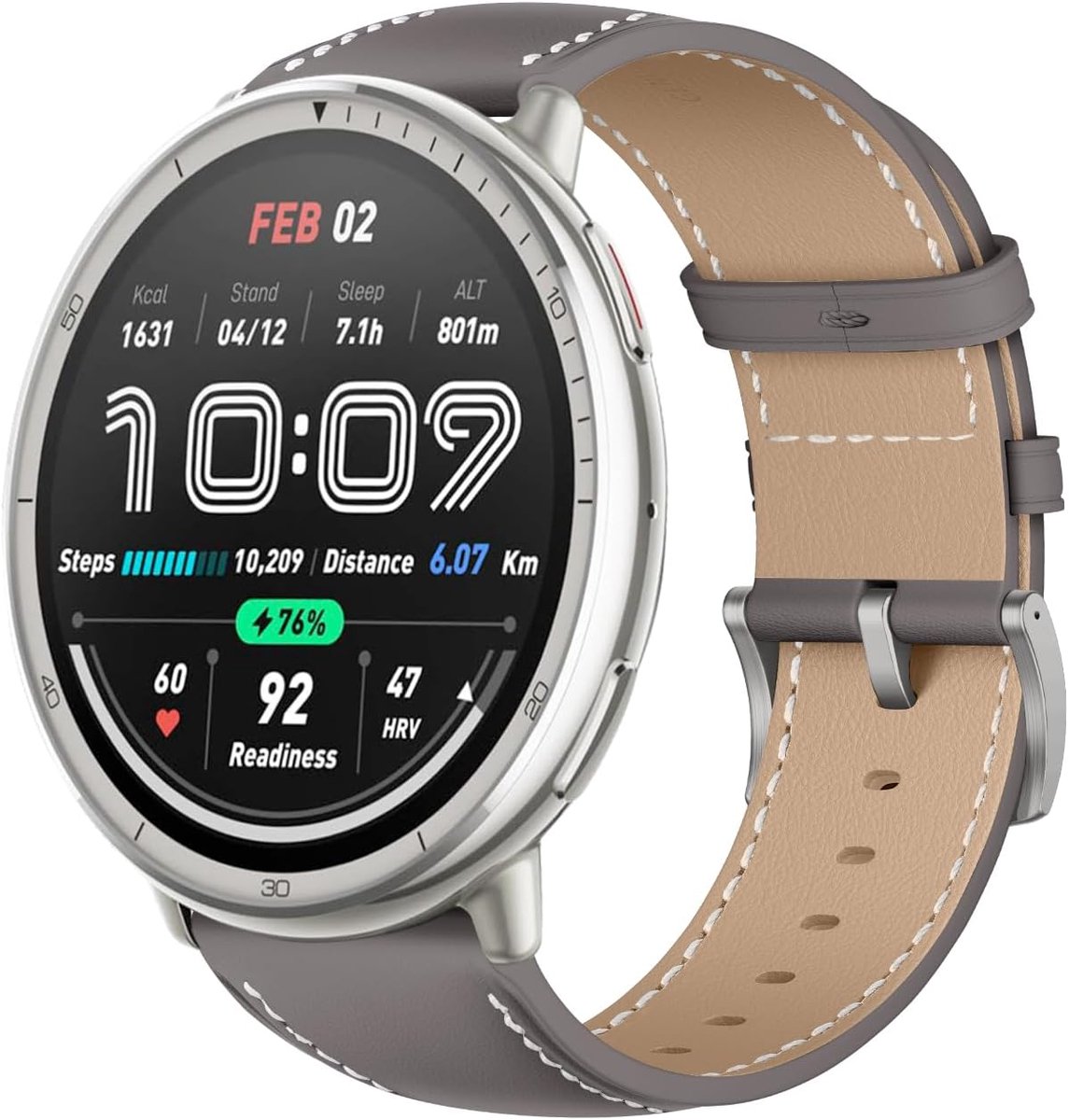 20mm Bracelet Compatible with Amazfit Active 2 with Stainless Steel Buckle Fashion Soft Durable Leather for Men Women - ShopVlot