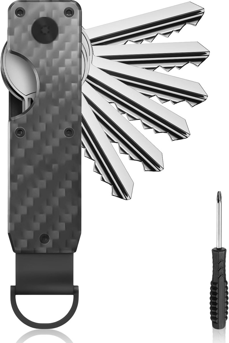 Metal Key Organizer for 3-6 Standard Keys, Compact Key Holder and Keychain Organiser with D-Ring, Lightweight, Robust - ShopVlot