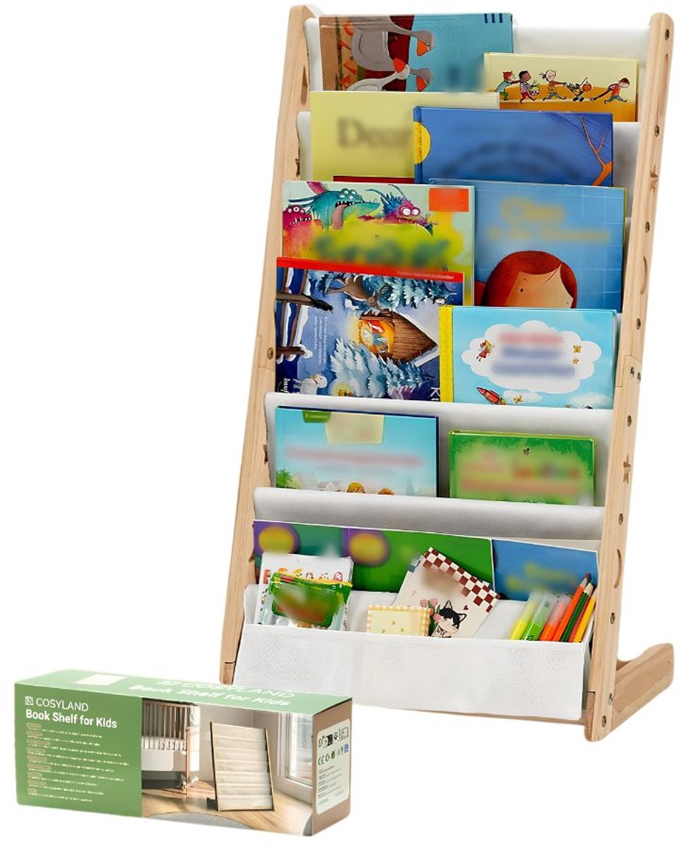 VALI® Boekenrek Kind - Kinderboekenkast - Boekenkast Kind - Lichtbruin - 43cm x 30cm x 76cm
