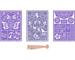 Set of three makeup templates flowers + cats and butterflies + fairies + 1 ruler bookmark of wood Blumie - ShopVlot