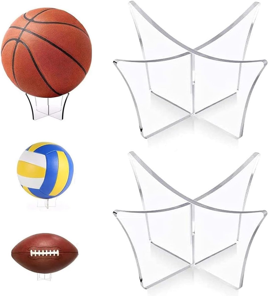 Pack of 2 Transparent Acrylic Balloon Holder, Acrylic Basketball Stand, for Football, Basketball, Rugby, Volleyball - ShopVlot