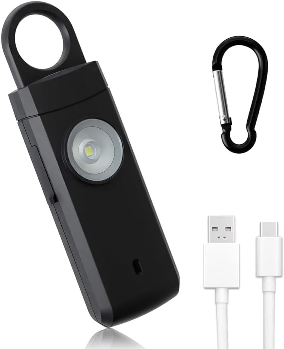 Anti-aggression Alarm, 130 db, Rechargeable, Emergency Safety, Keychain Alarm with LED Lights, USB Type C Charging - ShopVlot
