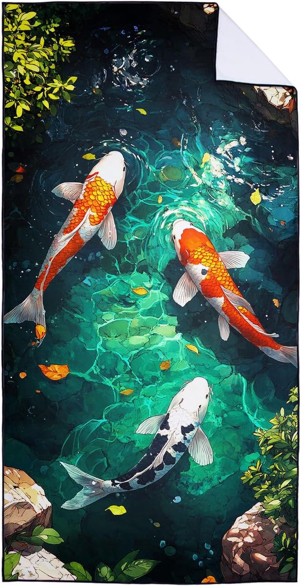 Teiver Koi Strandhanddoek, 90 x 180 cm, sneldrogende badhanddoek, zandvrije handdoek, strandhanddoek, grote - ShopVlot