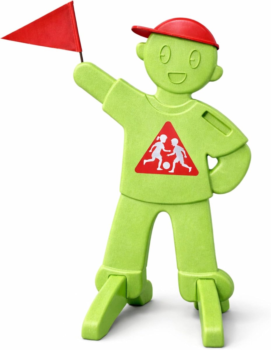 PlaySafe Children's Warning Figure with Flag Warning Sign Attention Playing Children Reflective Traffic Warning Stand - ShopVlot