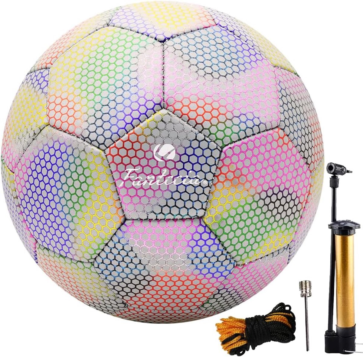 Reflective Football with Pump, Shiny Football Size 5 for Girls, Training Football for Teenagers and Adults - ShopVlot