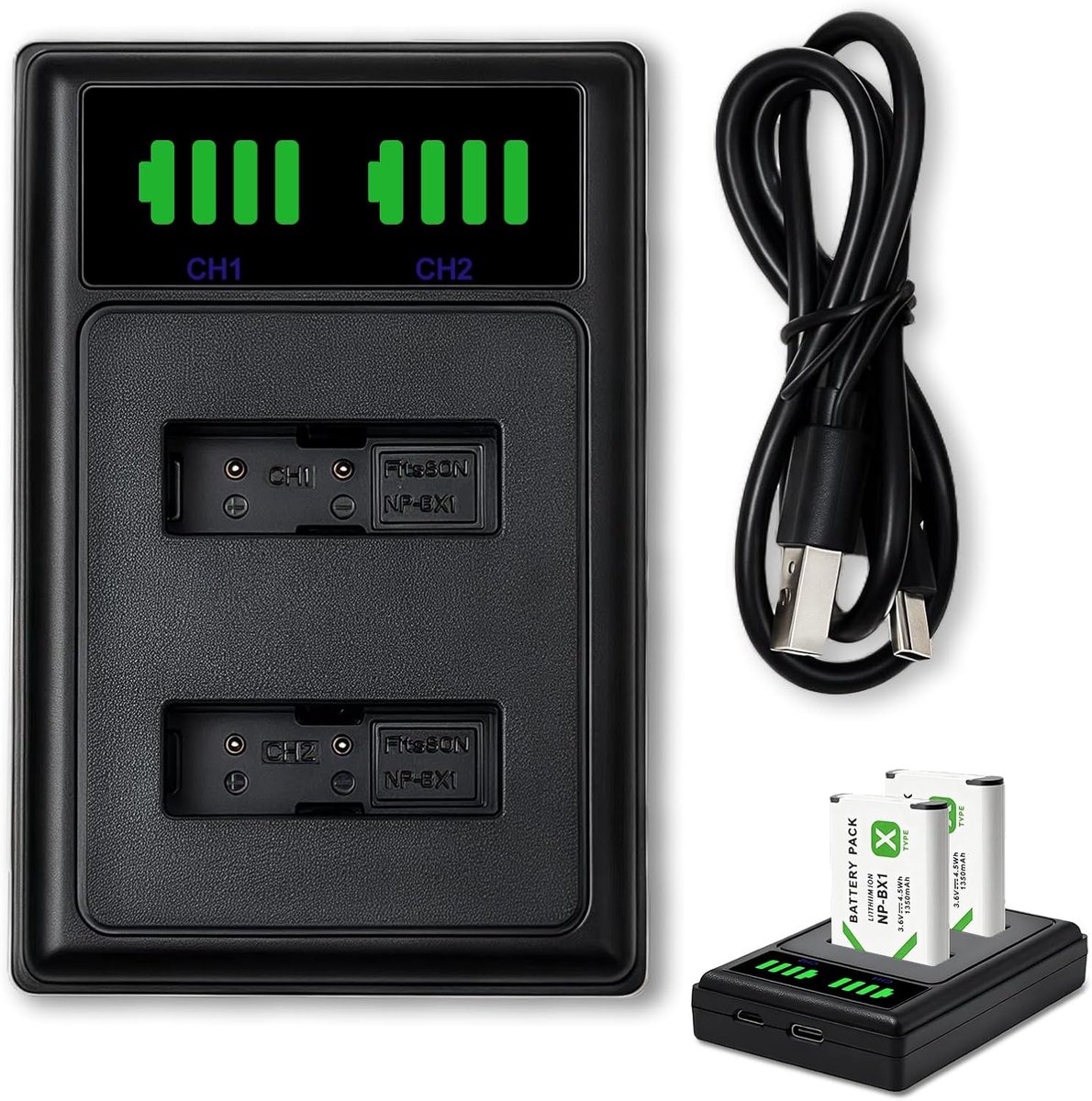 NP-BX1 Dual USB Charger with LCD Display Compatible with Sony Batteries - ShopVlot