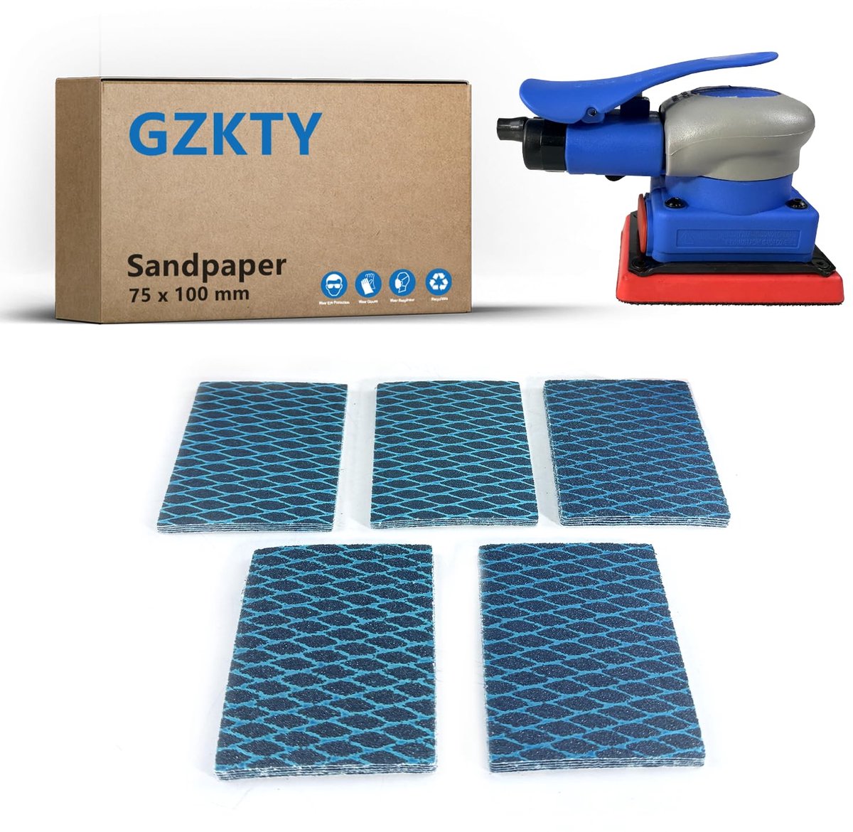 Sandpaper, 90 Sheets, 75 x 100 mm, Grit 80, for Air Sander, Wood and Metal - ShopVlot
