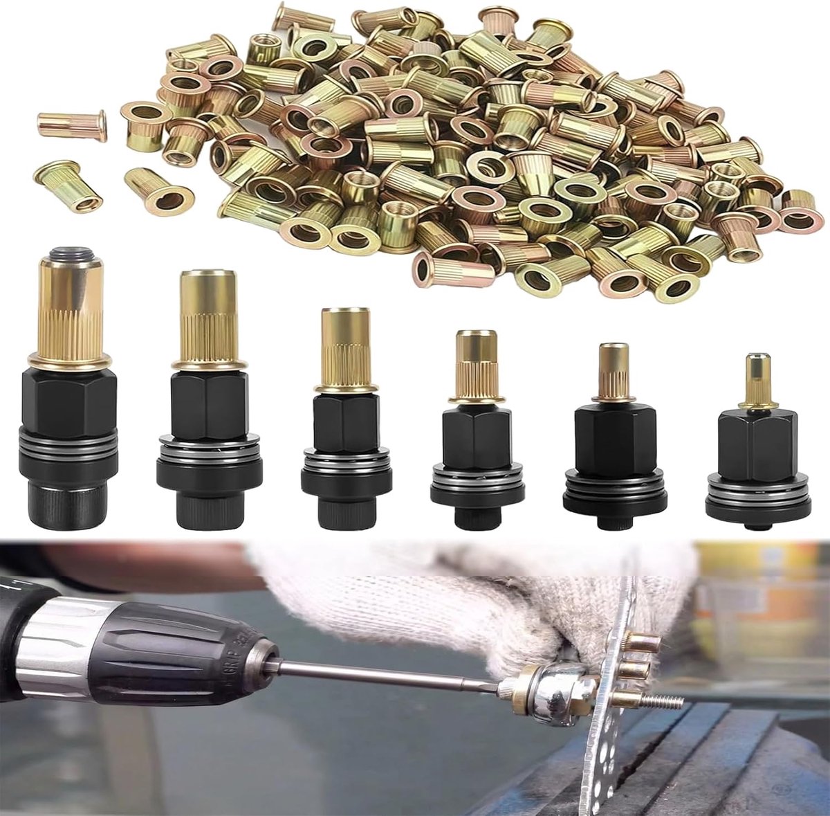 6 Pcs Rivet Nut Set Wire Rivet Pliers Set with 60pcs Nuts Rivet Nuts Rivet Nuts for M3 M4 M5 M6 M8 M10 for Rivet Nut - ShopVlot
