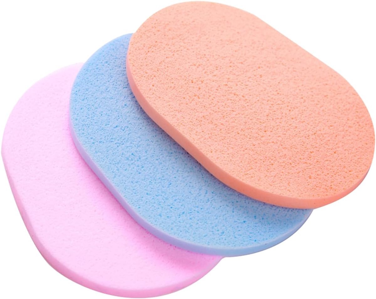 50pcs Wet Wipe Cleaning Sponge Soft Cleaning Powder Brushes Makeup Washing Sponge Type Face Wash Puff Flutter (Random - ShopVlot