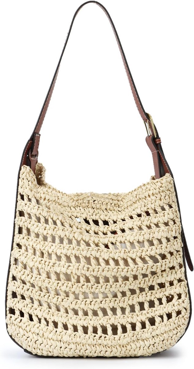 Strandtas voor Dames - Woven Hobo Schoudertas - Stijlvol en Ruim voor de Zomer - ShopVlot