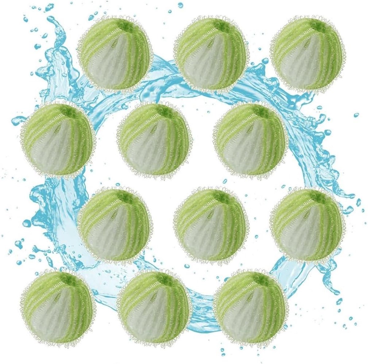 Haarballen voor wasmachine - 12 stuks - groen-wit - herbruikbaar - schone kleding zonder pluisjes - ShopVlot