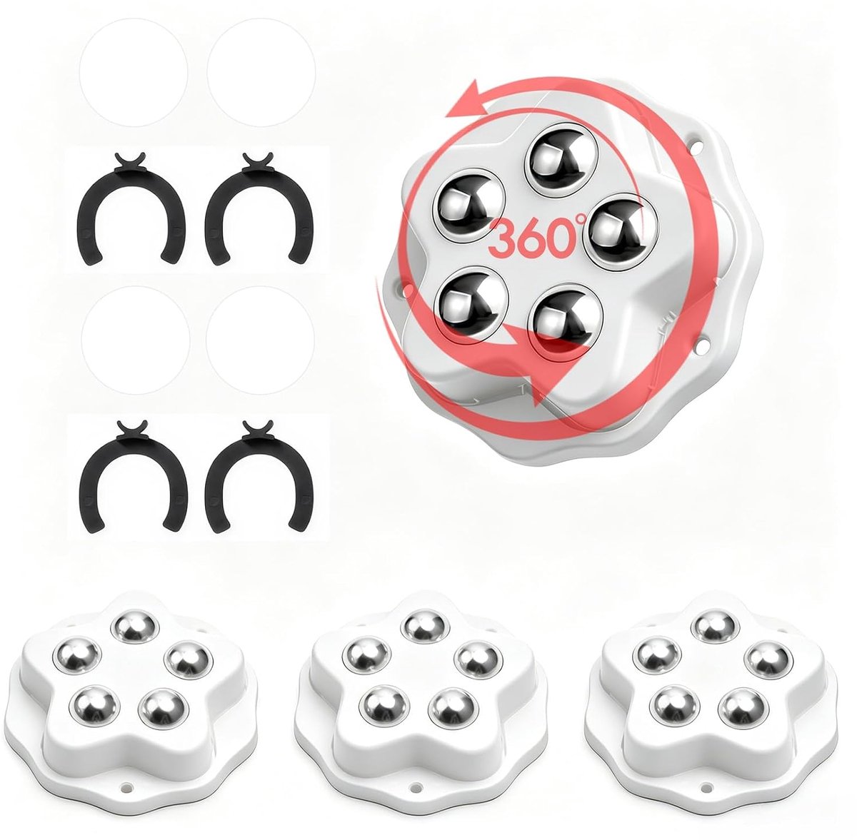 Mini-wielen voor meubels 4 stuks - zelfklevend - met remkussen - perfect voor keukenapparaten - ShopVlot