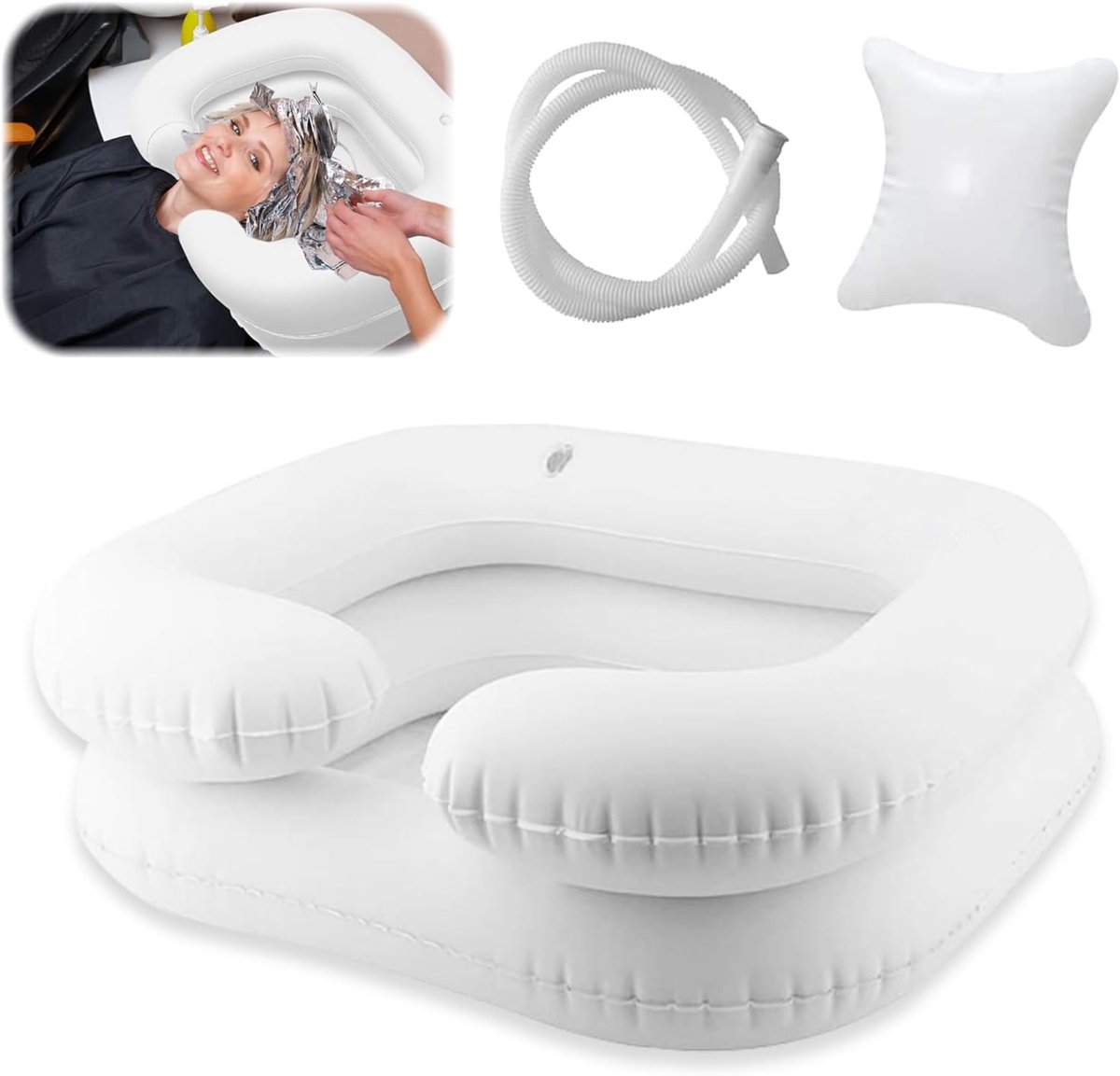 Mobiele haarwasbak voor bedlegerigen - opblaasbaar - met 1m afvoerslang - comfortabel haar wassen in liggende positie - ShopVlot