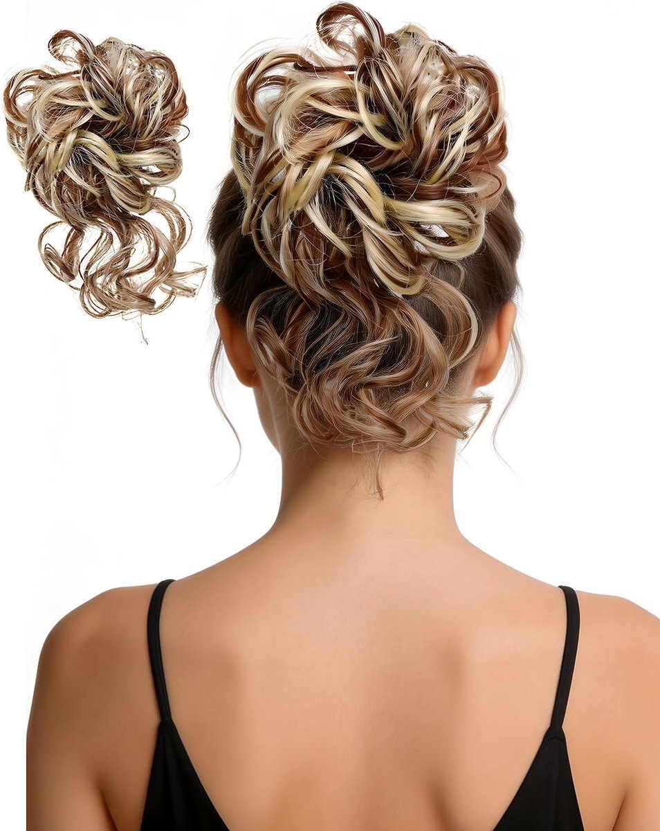 Messy bun haarstukje - bruin mix lichtbruin - stijlvol ontwerp - voor een elegante look - ShopVlot