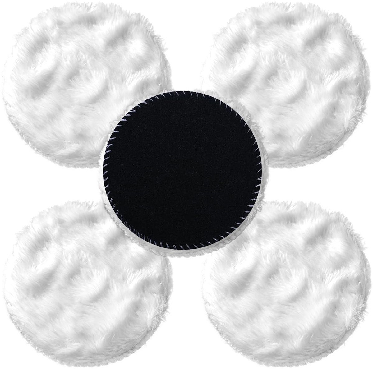 Polijstschijven set 5-delig - 125mm imitatie-wol - voor boormachine - verwijdert oxidatie en krassen - ShopVlot