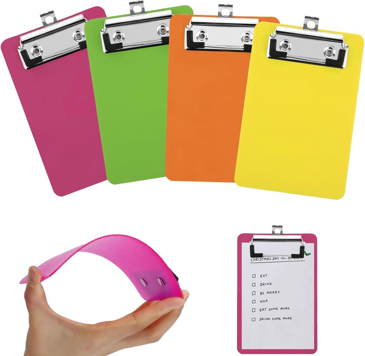 Clipboard A6 - Set van 4 kleuren - Plastic met metalen klem - Ideaal voor notities - ShopVlot