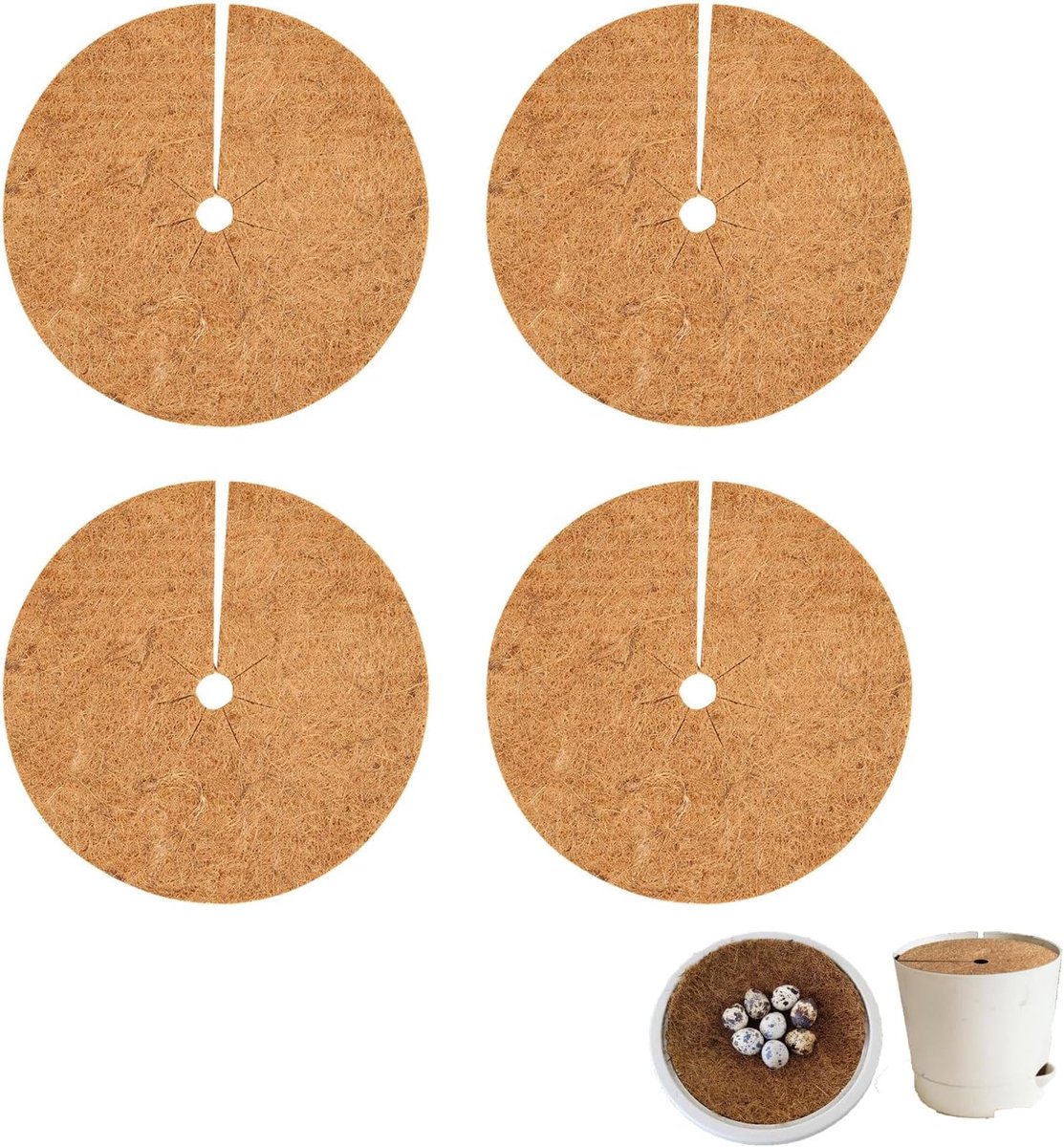 Coconut mat 4 stuks - natuurlijke kokosvezel - winterbescherming voor planten - bevorderd plantengroei - ShopVlot
