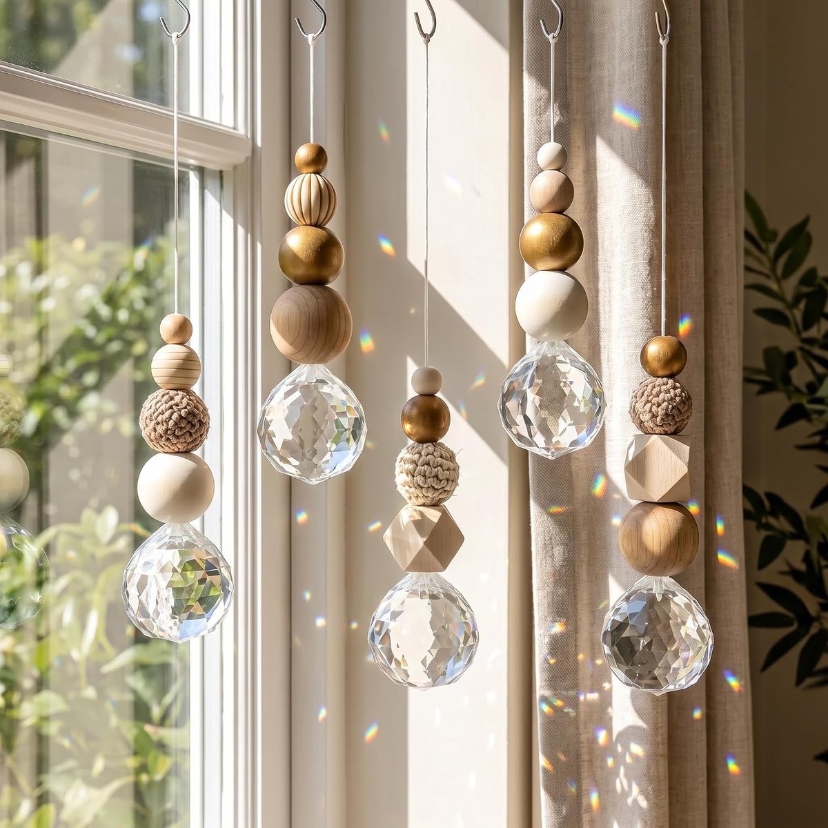 Doe-het-zelf zonnevanger set van 5 - kristallen windgong - suncatcher - creëer sfeer in huis - ShopVlot