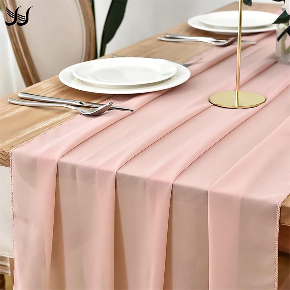 Tafelloper chiffon 69x305cm - saliegroen - extra lang - perfect voor bruiloft of babyshower - ShopVlot