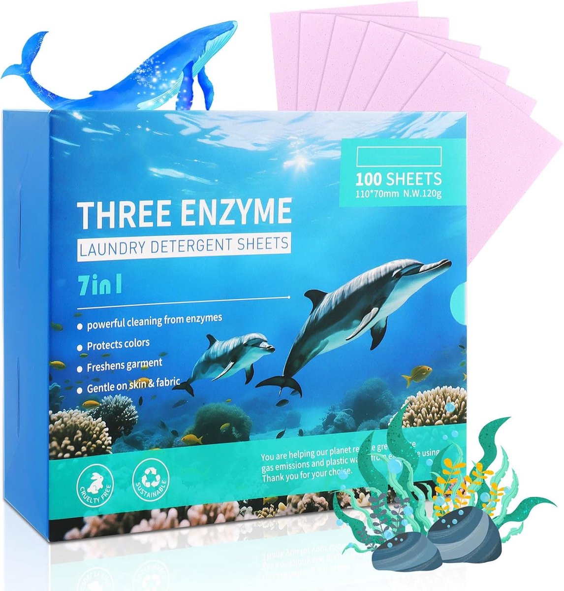 100pcs Wash Sheets Powerful Stain Remover Eco-friendly Sea Odor Detergent Sheets Detergent in Sheets for Hand Wash and - ShopVlot