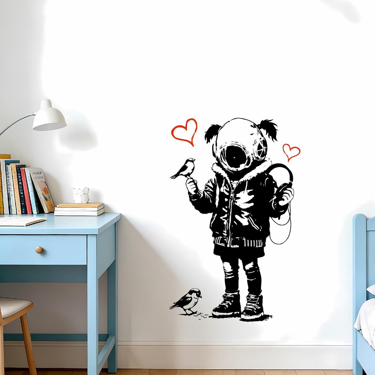 PLIGREAT Banksy Tank Meisje Muurstickers, Verwijderbare Vinyl Banksy Graffiti Muurstickers Abstracte Kunst - ShopVlot
