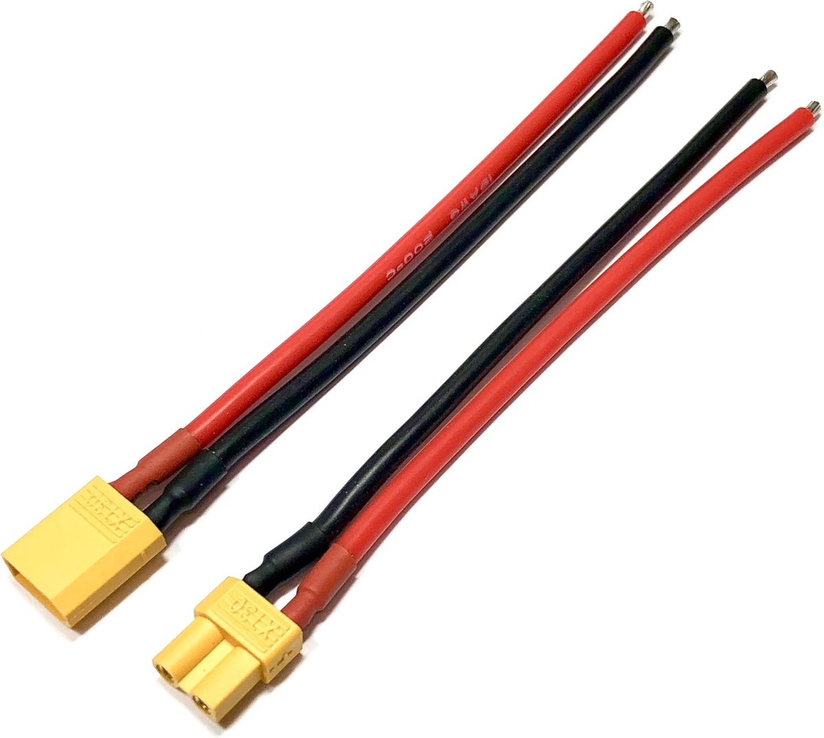 1 pair (2 pieces) Premium XT30 plugs + socket (Male-Female) incl. 10 cm 16AWG cable adapter cable gold plug for Lipo - ShopVlot
