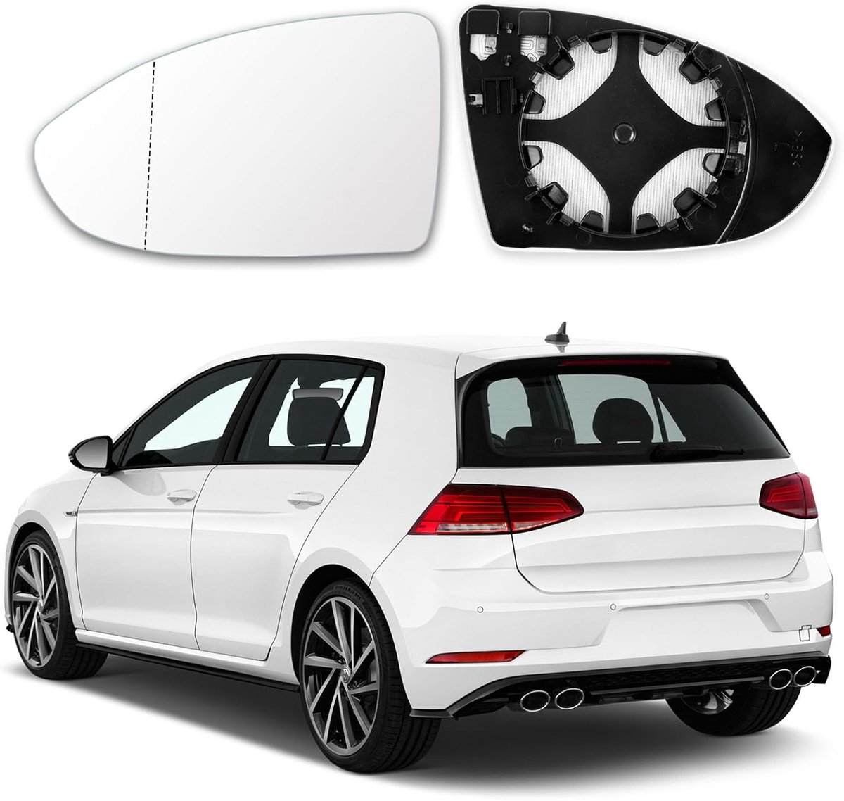 Golf 7 exterior mirror suitable for Golf 7 mirror glass left driver's side heatable aspherical with carrier plate - ShopVlot