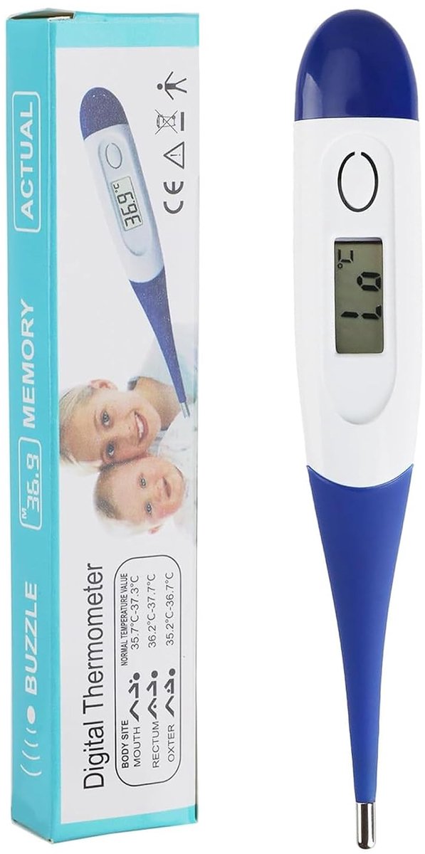Digitale thermometer voor diergeneeskunde, flexibele sonde, snelle meting, 20 seconden, hoge nauwkeurigheid ± 0,1 °C - ShopVlot