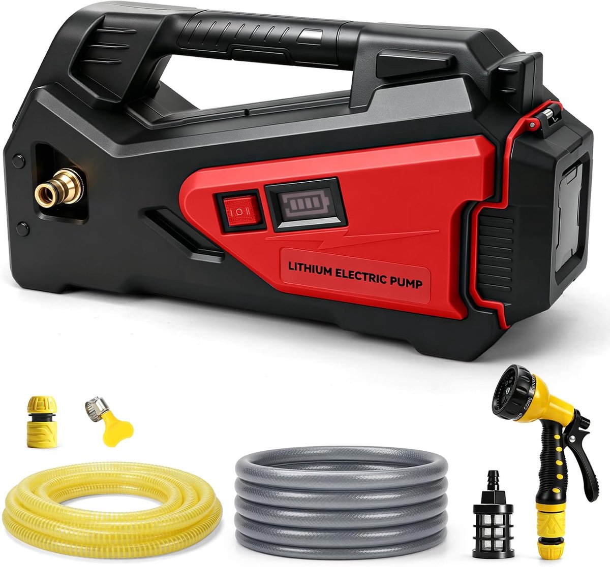 Wateroverdrachtspomp compatibel met Milwaukee 18V batterij, 1/4HP 300GPH draadloze zelfaanzuigende draagbare pomp met - ShopVlot