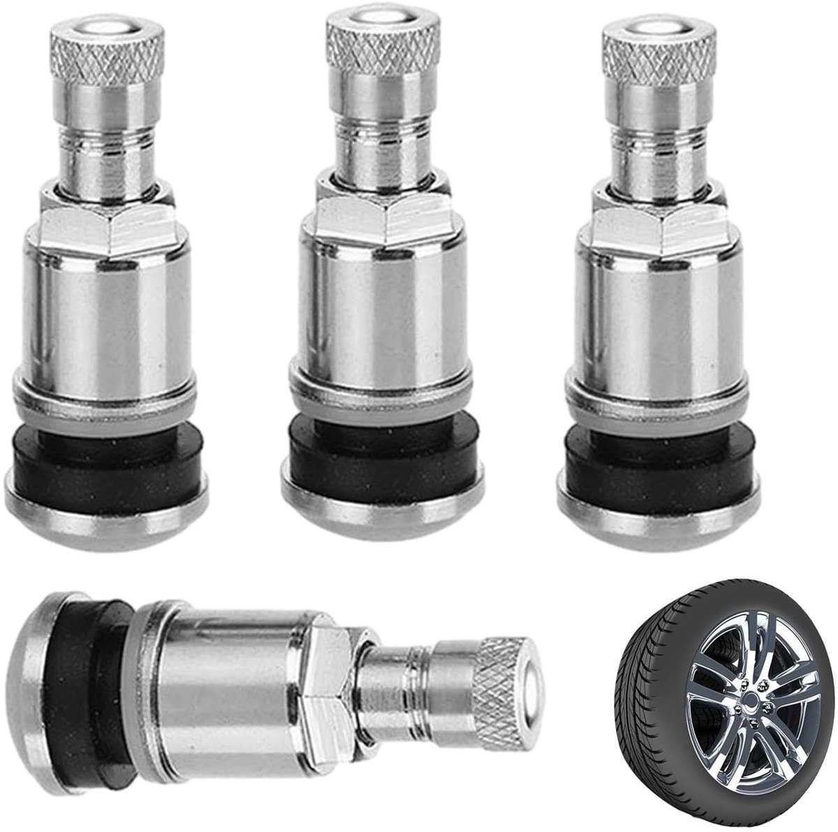 Solidchoice - Set van 4 Universele Metaal Ventielen voor Auto's