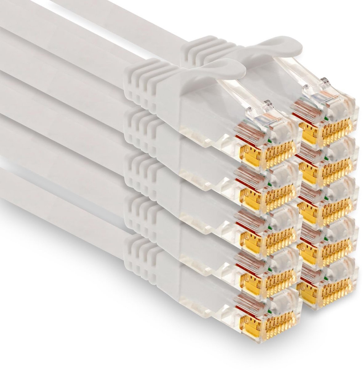1aTTack.de - 10 x 0.5m Cat7 network cables, Cat.7 Ethernet, LAN & Cat 7 patch cables for maximum internet speed and - ShopVlot