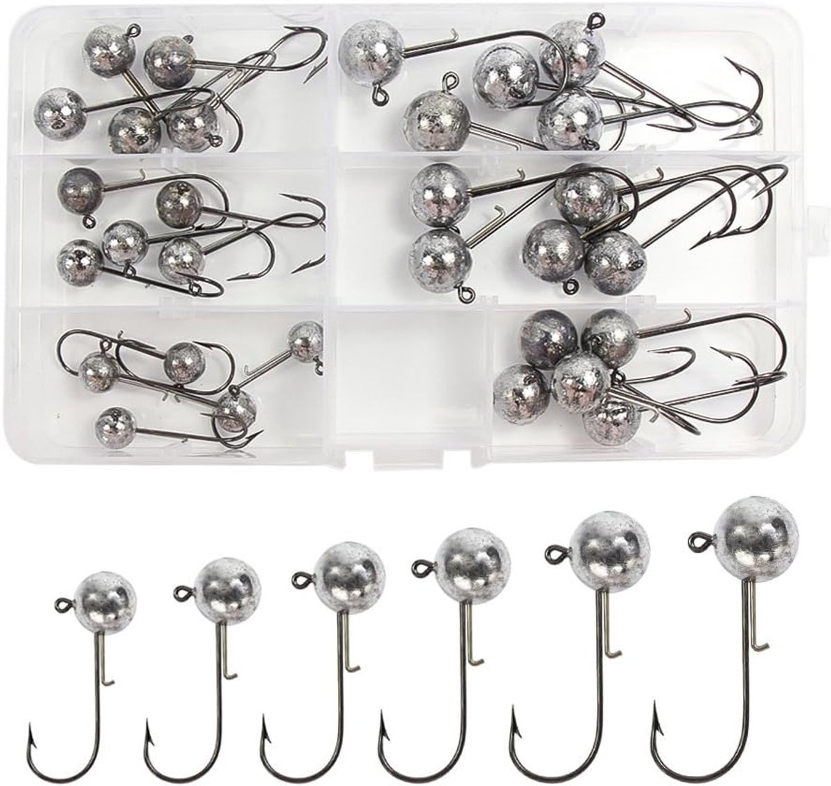 Croch 30 Pcs Round Jighead Jighead Rubber Fish Hunting Hooks for Predator Fishing Rods, Fishing Rod Hooks Set with - ShopVlot