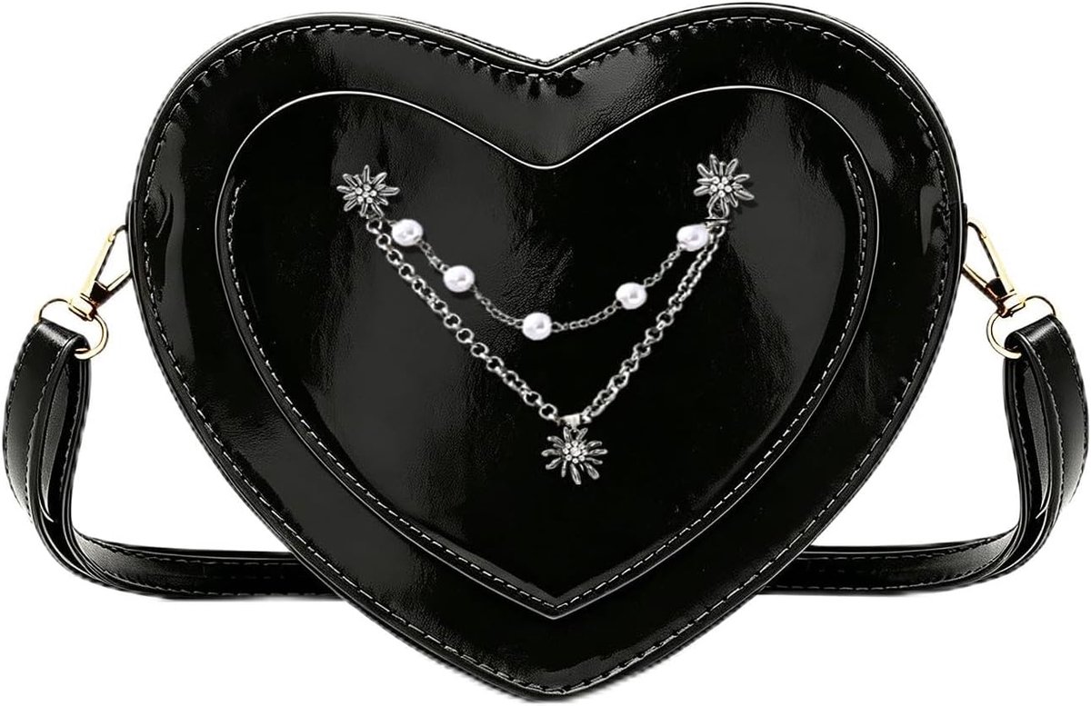 Harttas met edelweiss-hanger, dames klederdrachttas in hartvorm, praktische schoudertas voor Oktoberfest & carnaval - ShopVlot