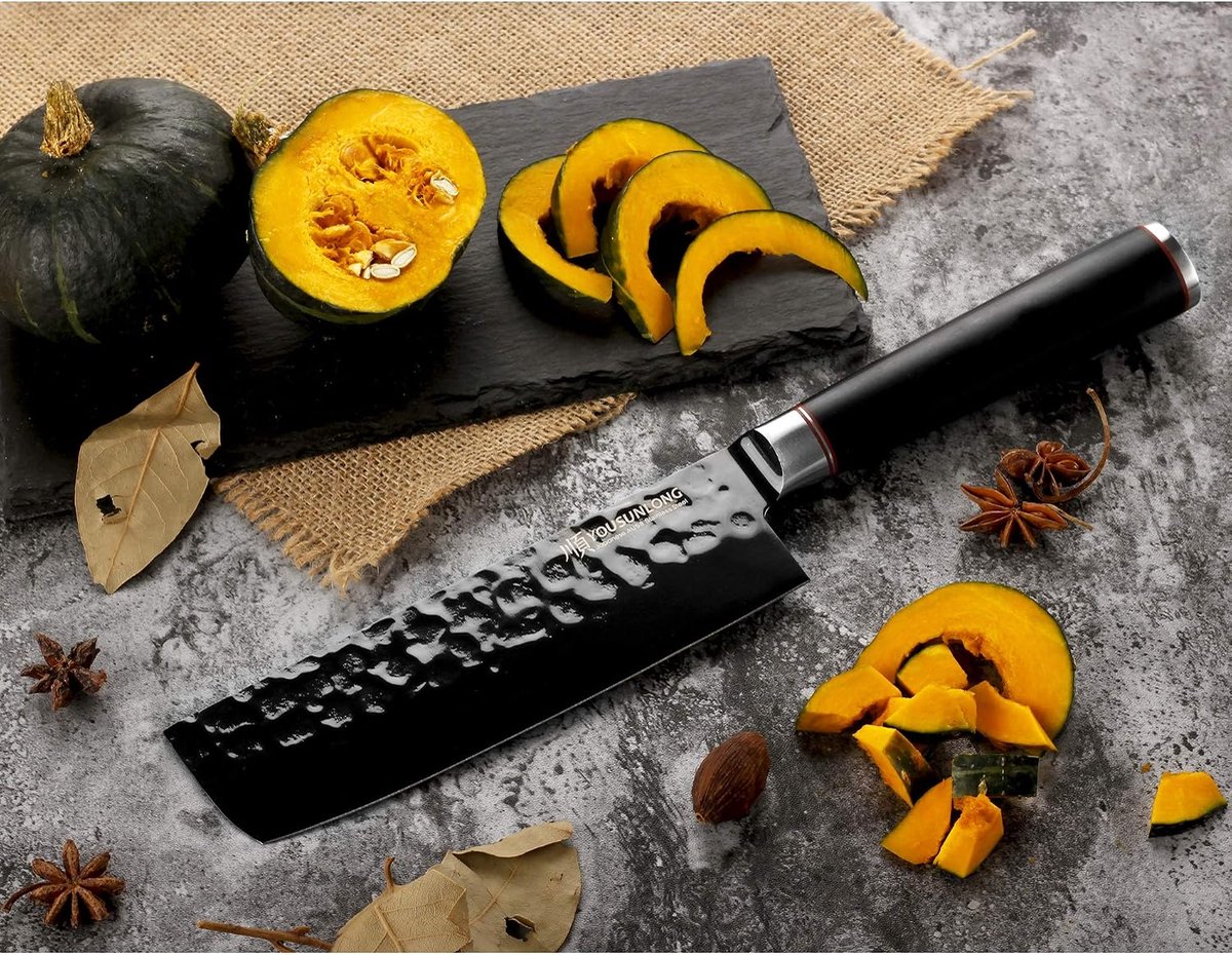 YOUSUNLONG Nakiri Knife 167mm Asian Vegetable Knife AUS8 Japanese High Carbon Stainless Steel, Natural Ebony Handle - ShopVlot