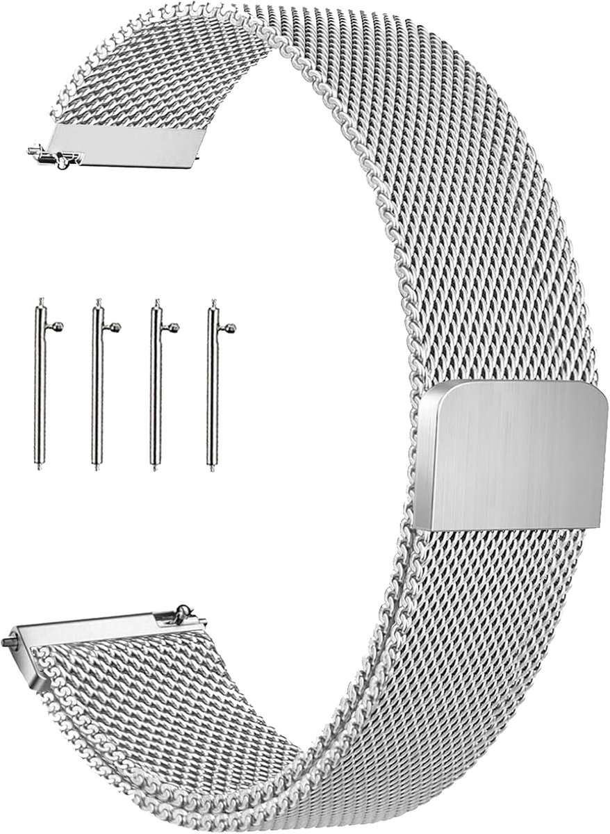 Stainless Steel Mesh Watch Band 14mm 16mm 18mm 20mm 22mm 24mm Bracelet Magnetic Closure Quick Release Smartwatch - ShopVlot